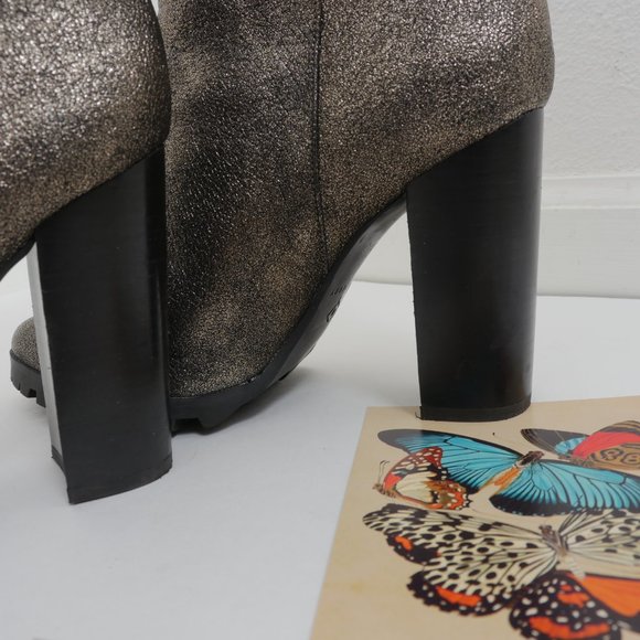 Katy Perry The Raina Slouchy Black Gold Metallic 4" Heel Size 7 Retro Boot - Picture 7 of 13